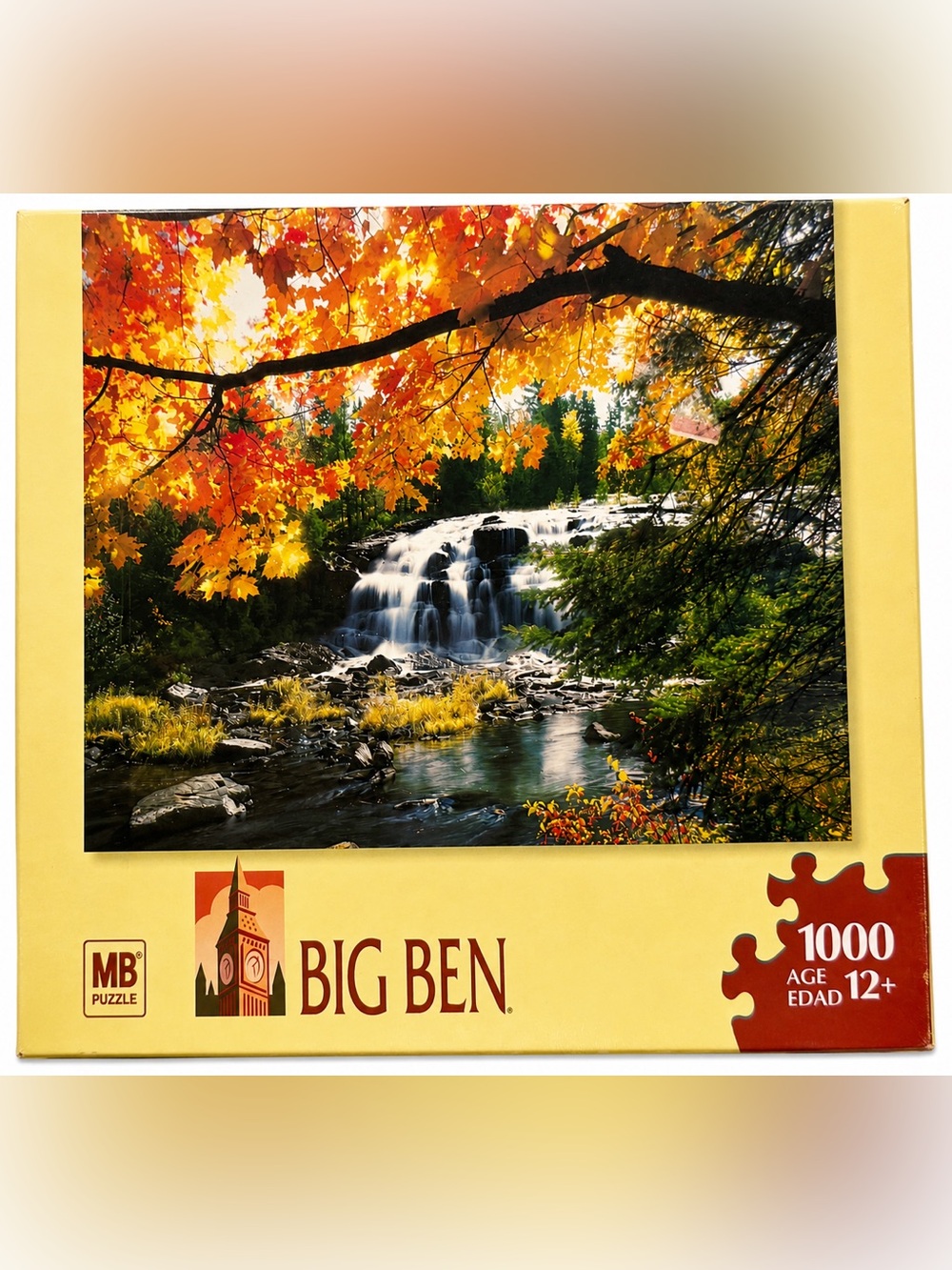 Vintage Big Ben Autumn Waterfall 1000 Piece Jigsaw Puzzle New MB Hasbro USA
